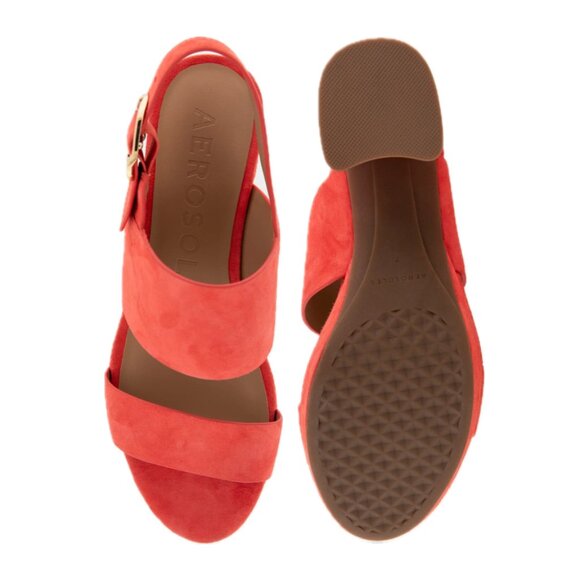 Aerosoles Camera Round-Toe Ankle-Strap Platform Sandals (Coral Suede) - Picture 3 of 16